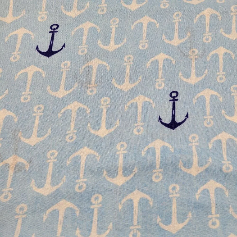 Anchor Print Cotton Fabric JoAnn Fabrics Lightweight Remnant Material 20 x 42